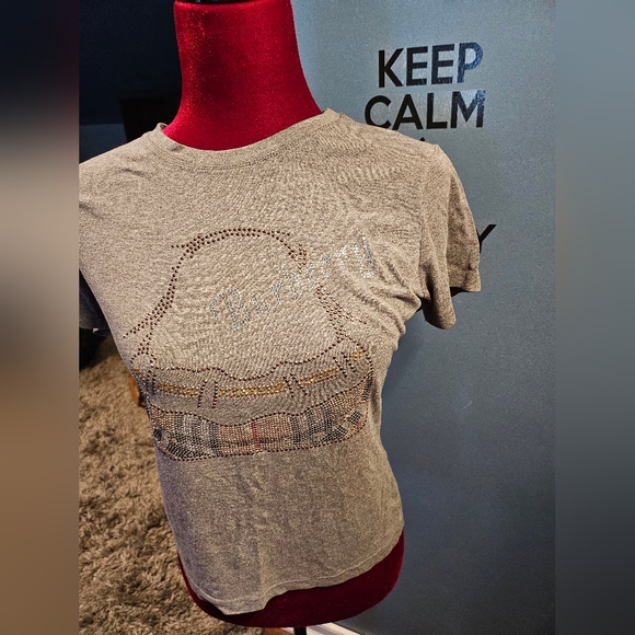 Burberry beaded t-shirt sz small/medium crop - Picture 2 of 3
